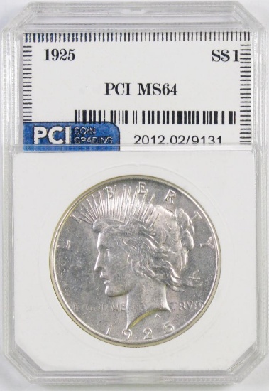 1925 P Peace Silver Dollar (PCI) MS64.