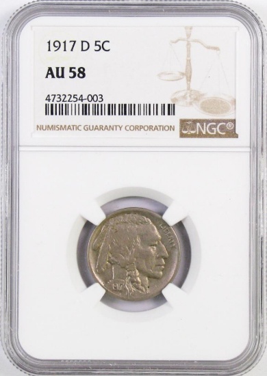1917 D Buffalo Nickel (NGC) AU58.