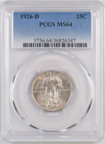 1926 D Standing Liberty Silver Quarter (PCGS) MS64.