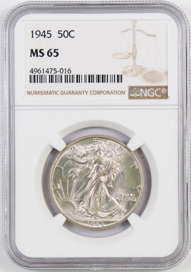 1945 P Walking Liberty Silver Half Dollar (NGC) MS65.