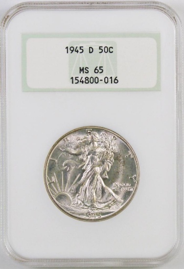 1945 D Walking Liberty Silver Half Dollar (NGC) MS65.