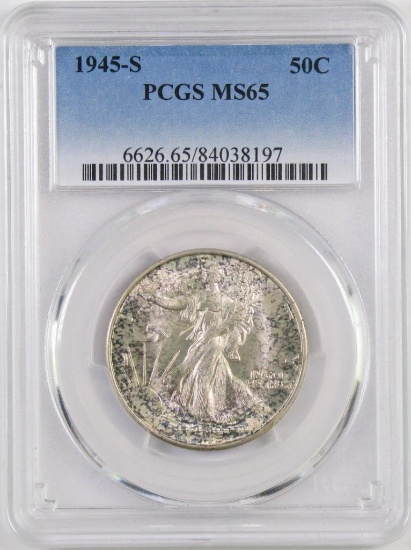 1945 S Walking Liberty Silver Half Dollar (PCGS) MS65.