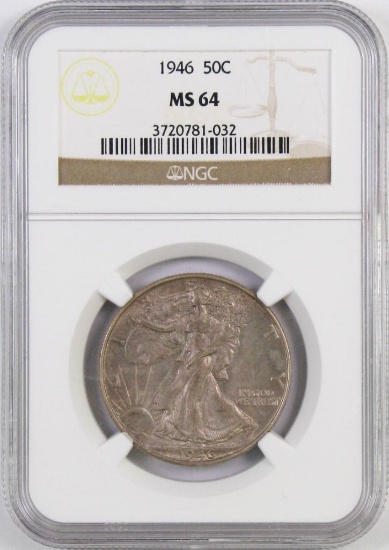 1946 P Walking Liberty Silver Half Dollar (NGC) MS64.