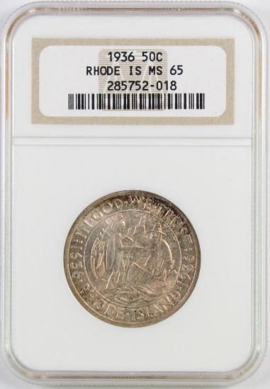 1936 Rhode Island Commemorative Silver Half Dollar (NGC) MS65.