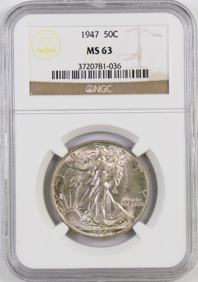1947 P Walking Liberty Silver Half Dollar (NGC) MS63.