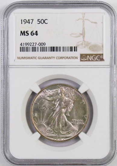 1947 P Walking Liberty Silver Half Dollar (NGC) MS64.
