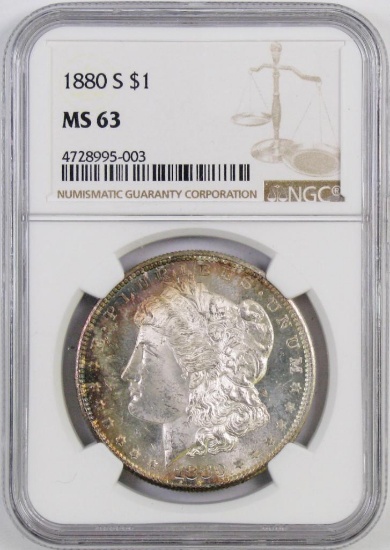 1880 S Morgan Silver Dollar (NGC) MS63.