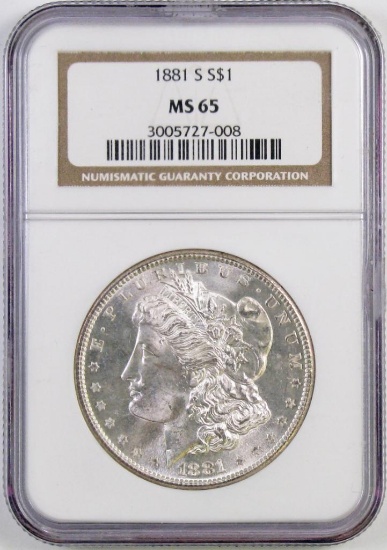 1881 S Morgan Silver Dollar (NGC) MS65.