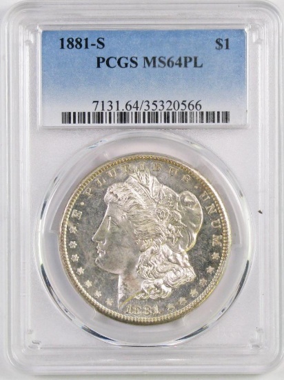 1881 S Morgan Silver Dollar (PCGS) MS64PL.