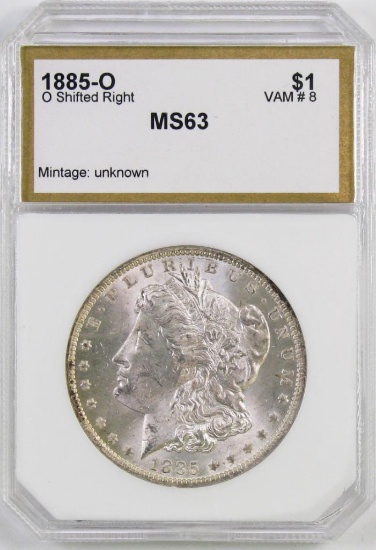 1885 O Morgan Silver Dollar (PCI) MS63.
