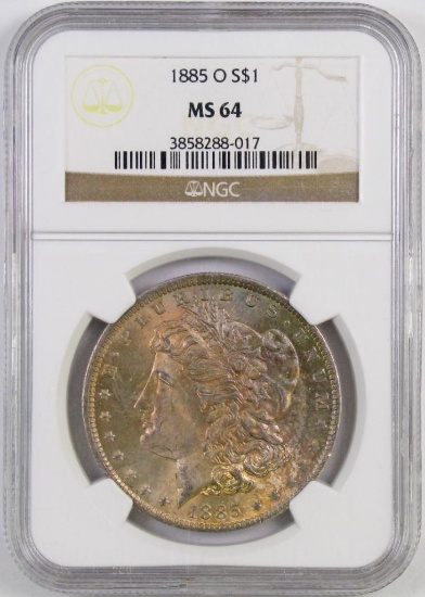 1885 O Morgan Silver Dollar (NGC) MS64.