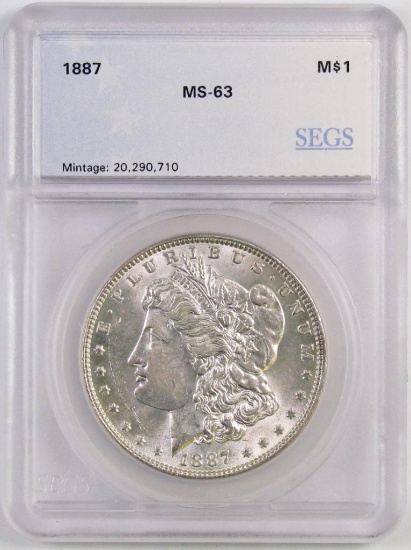 1887 P Morgan Silver Dollar (SEGS) MS63.