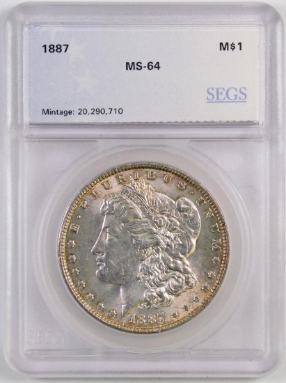 1887 P Morgan Silver Dollar (SEGS) MS64.