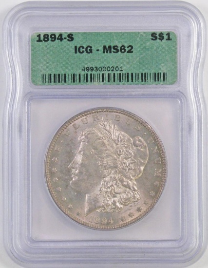 1894 S Morgan Silver Dollar (ICG) MS62.