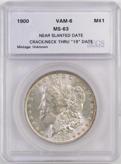 1900 P Morgan Silver Dollar (SEGS) MS63.