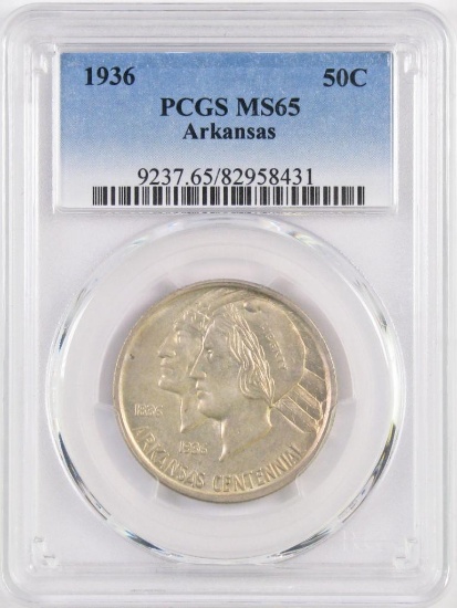 1936 P Arkansas Commemorative Silver Half Dollar (PCGS) MS65.