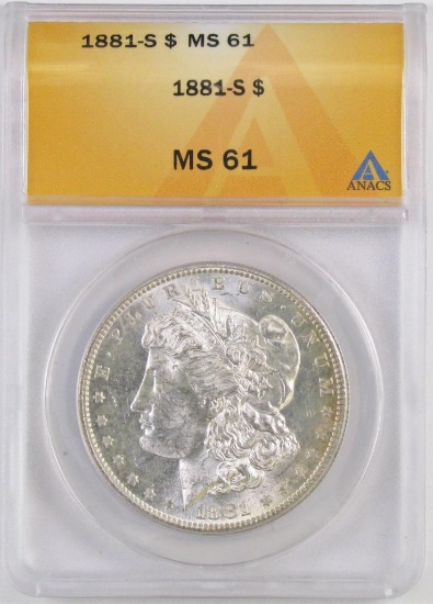 1881 S Morgan Silver Dollar (ANACS) MS61.
