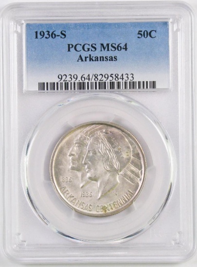 1936 S Arkansas Commemorative Silver Half Dollar (PCGS) MS64.