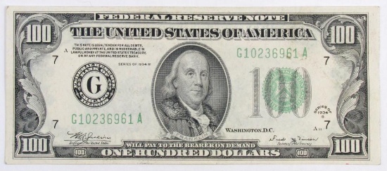 1934-B $100 Federal Reserve Note.