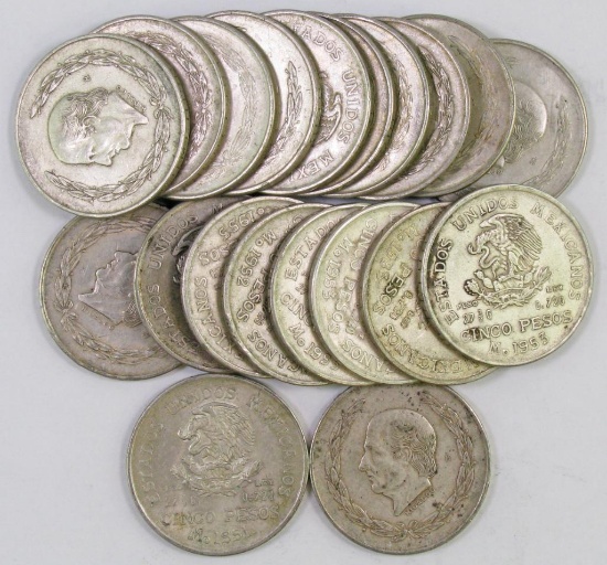 Lot of (20) Mexico ESTADOS UNIDOS MEXICANOS 5 Pesos.