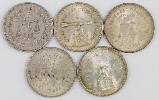 Lot of (5) Mexico ESTADOS UNIDOS MEXICANOS Onza.