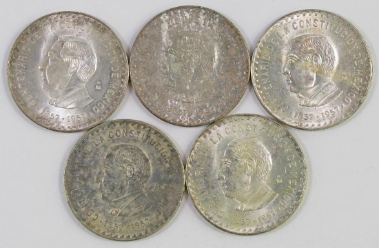 Lot of (5) Mexico ESTADOS UNIDOS MEXICANOS 10 Pesos.