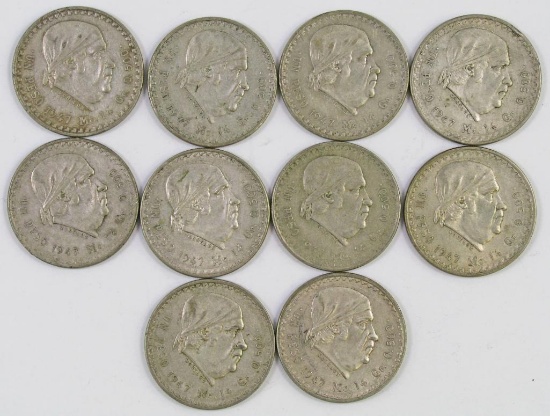 Lot of (10) Mexico ESTADOS UNIDOS MEXICANOS Pesos.