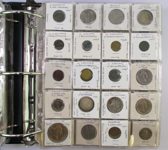 Large Album Full of Hundreds of Foreign Coins some Silver.