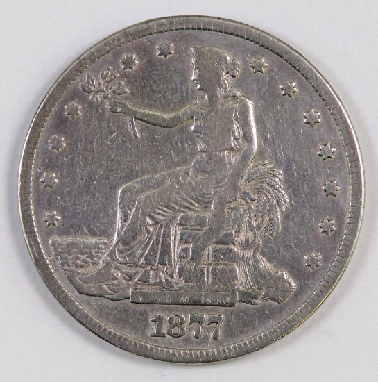 1877 P Trade Silver Dollar.