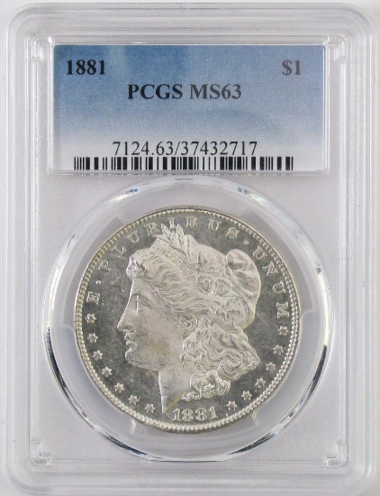 1881 P Morgan Silver Dollar (PCGS) MS63.