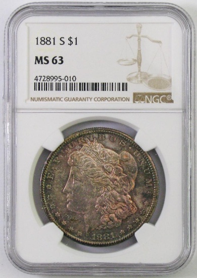 1881 S Morgan Silver Dollar (NGC) MS63.
