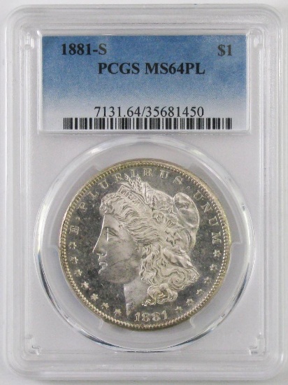 1881 S Morgan Silver Dollar (PCGS) MS64PL.