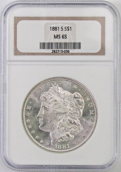1881 S Morgan Silver Dollar (NGC) MS65.