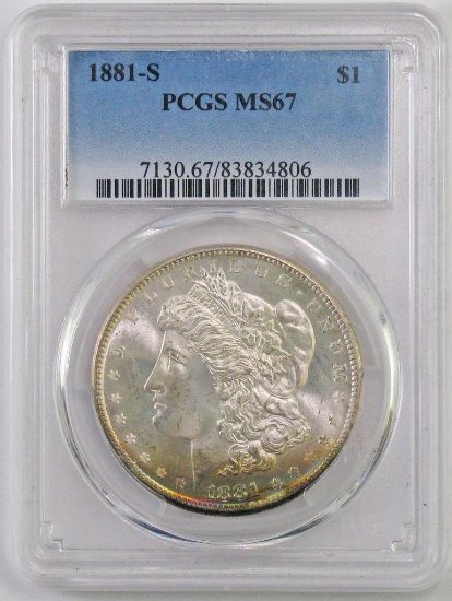 1881 S Morgan Silver Dollar (PCGS) MS67.
