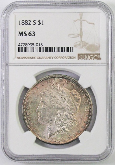 1882 S Morgan Silver Dollar (NGC) MS63.