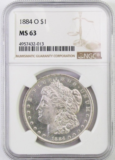 1884 O Morgan Silver Dollar (NGC) MS63.