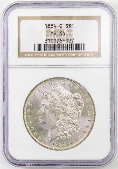 1884 O Morgan Silver Dollar (NGC) MS64.