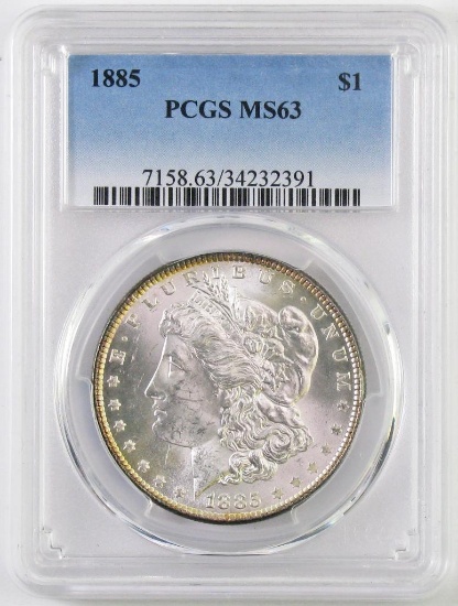 1885 P Morgan Silver Dollar (PCGS) MS63.