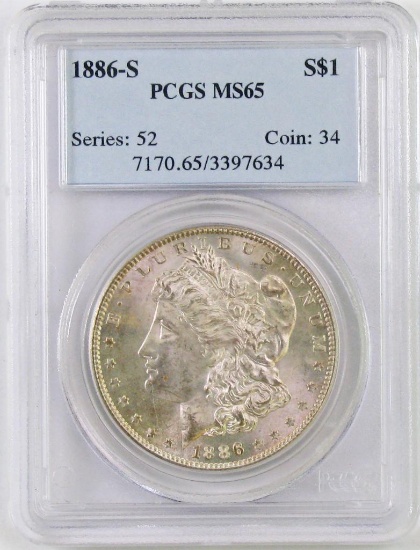 1886 S Morgan Silver Dollar (PCGS) MS65.