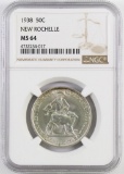 1938 New Rochelle Commemorative Silver Half Dollar (NGC) MS64.