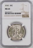 1945 P Walking Liberty Silver Half Dollar (NGC) MS64.