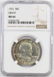 1922 Grant Commemorative Silver Half Dollar (NGC) MS64.