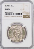 1945 S Walking Liberty Silver Half Dollar (NGC) MS64.