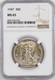 1947 P Walking Liberty Silver Half Dollar (NGC) MS65.