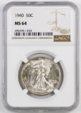 1940 P Walking Liberty Half Dollar (NGC) MS64.