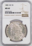 1881 CC Morgan Silver Dollar (NGC) MS62.