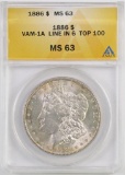 1886 P Morgan Silver Dollar (ANACS) MS63.