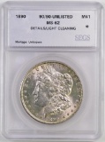 1890/90 Morgan Silver Dollar (SEGS) MS62 details.