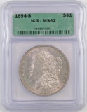 1894 S Morgan Silver Dollar (ICG) MS62.