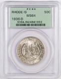 1936 D Rhode Island Commemorative Silver Half Dollar (PCGS) MS64.